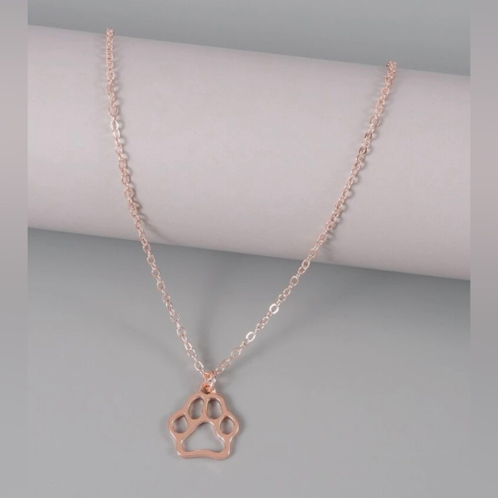 Rose Gold 🐾 Paw Print Necklace NWT - Picture 5 of 14